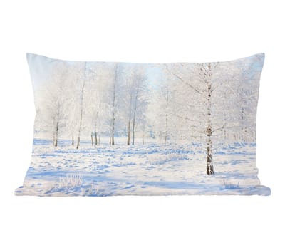 Sierkussens - Kussentjes Woonkamer - 50x30 cm - Sneeuw - Bomen - Winter - Kerstversiering - Kerstdecoratie voor binnen - Woonkamer