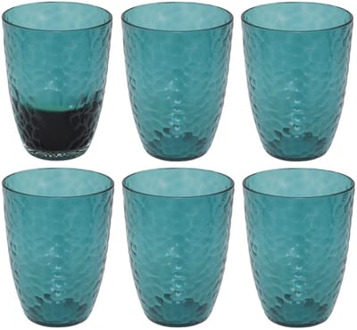 5Five Drinkglas Estiva - 6x - blauw transparant - onbreekbaar kunststof - 380 ml - camping/verjaardag