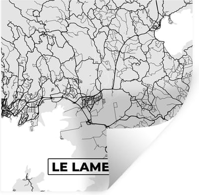 Muurstickers - Sticker Folie - Plattegrond - Kaart - Stadskaart - Frankrijk - Le Lamentin - 100x100 cm - Plakfolie - Muurstickers Kinderkamer - Zelfklevend Behang XXL - Zelfklevend behangpapier - Stickerfolie