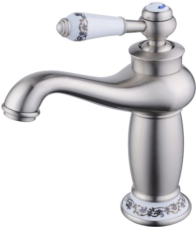 Virtubuy - Badkamerkraan - Modern design - Enkele hendel - Geborsteld nikkel - Mengkraan - Perfect voor moderne badkamers - Enkele gat montage