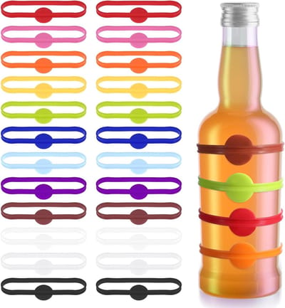 Kleurige Siliconen Drinkmarkers - 24 Stuks, Herbruikbare Glazen Charms voor Feestjes, Makkelijk Schoon te Maken en Ideaal voor Wijn en Bier
