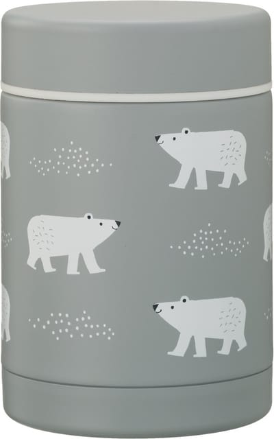 Fresk Thermos Lunchbox 300 ml - RVS Voedselcontainer – BPA-vrij – Lekvrije dop – Thermosbeker – Food Jar tot 6 Uur Warm – Lunchpot - Lichtgrijs - Polar Bear