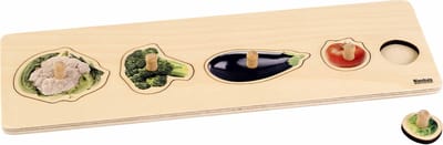 Nienhuis Montessori Kinderpuzzel Soorten Groente - 5 soorten groenten - Houten speelgoed - Houten puzzel - Educatief speelgoed - 5 stukjes - Vanaf 2 jaar
