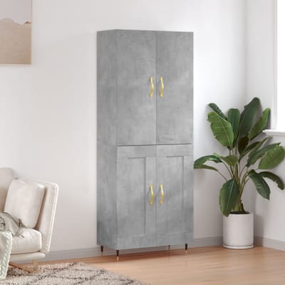 vidaXL - Hoge - kast - 69,5x34x180 - cm - bewerkt - hout - betongrijs