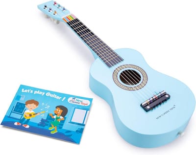 Houten Speelgoed Gitaar Blauw voor Kinderen - Inclusief Band en Handleiding