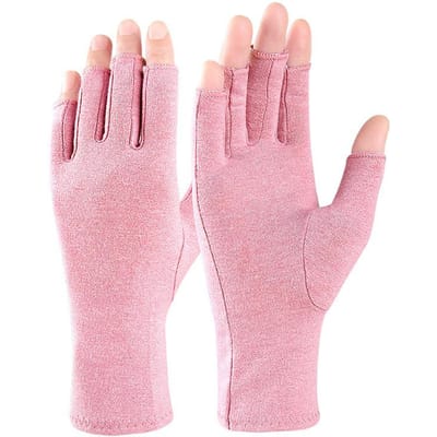 Druk katoenen handschoenen hand halve vinger druk handschoenen roze