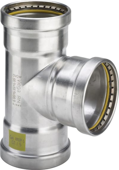 Viega Sanpress Inox G XL-T-stuk, d1 64,0, d2 64,0, d3 64,0 roestvrij staal Model 0218XL, 578206