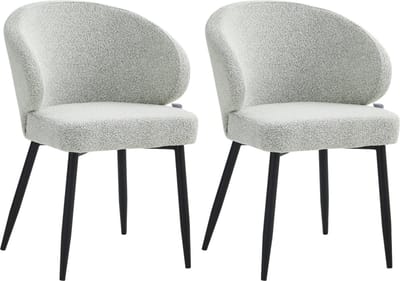 Colenis® - Ruby Eetkamerstoel - Set Van 2 – Ecru – Bouclé - Design