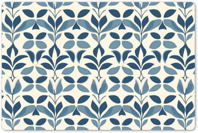 Placemats 45x30 cm - Placemat kunststof - 1 stuk - Flora - Modern - Blauw - Borden onderleggers - Decoratie voor op tafel - Keuken tafeldecoratie accessoires - Vinyl onderlegger - Tafelversiering