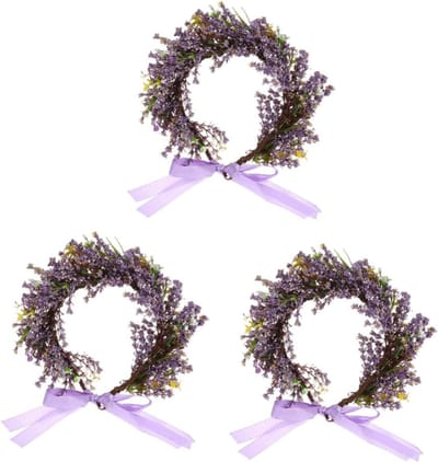 Bloemenkrans Hoofdband - Nep Krans - Bruiloft Feest - Realistisch Uiterlijk - 3 Stuks - Violet