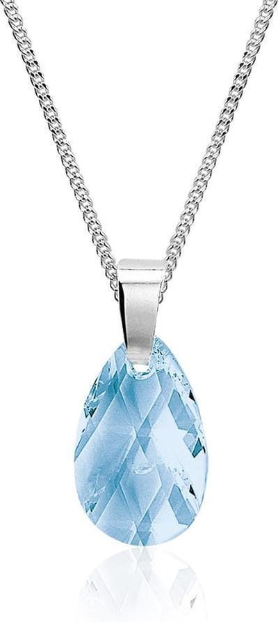 Montebello Ketting Aqua - 925 Zilver - Swarovski Druppel - 20mm - 45cm