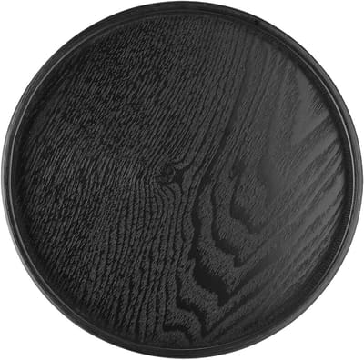 Ronde Zwarte Theetafel, Houten Dienblad voor Aanrecht, Modern en Stijlvol, Perfect voor Koffie en Snacks