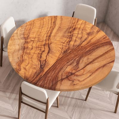 Rond tafelkleed van 100 cm met elastische randen, 3D waterbestendig, vlekbestendig, wasbaar tafelkleed voor buiten, geschikt voor tuinen (geschikt voor tafels van 90-95 cm).