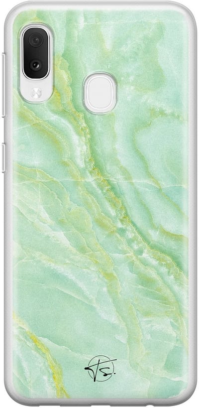 Hoesje geschikt voor Samsung Galaxy A20e - Marmer Limegroen - Soft Case - TPU - Marmer - Groen - Mooie Telefoonhoesjes