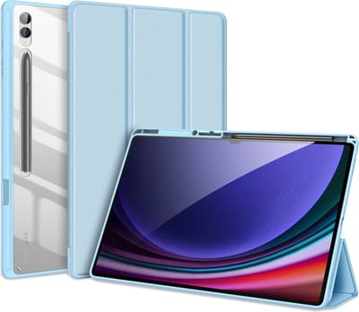 Dux Ducis - Tablet hoes geschikt voor Samsung Galaxy Tab S9 Ultra (2023) - Toby Series - Auto Sleep/Wake functie - Tri-Fold Book Case - Licht Blauw