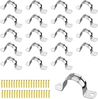 Set van 20 RVS Buisklemmen van 25mm voor Bevestiging en Verbinding van U-buizen met Schroeven en Dubbele Gaten