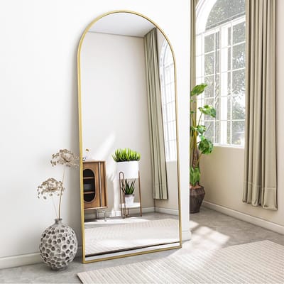 Grote Vloerspiegel met Gebogen Top voor Full-Body Reflectie - Stijlvolle Decoratie voor Kamer