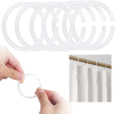 Dailygoods - 100 stuks gordijnringen, duurzame gordijnringen, type O, douchegordijn, ringen, plastic gordijnringen, herbruikbaar, voor de meeste gordijnroedes (wit)