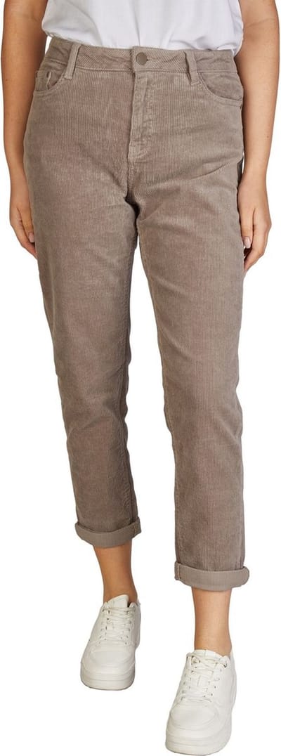 DENIMFY Dames Cord DFLisa regular/straight Bruin S Volwassenen Broek Pantalon
