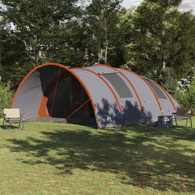 vidaXL Tunnel Tent 8-Person met dak Grijs en Oranje 710 x 460 x 245 cm