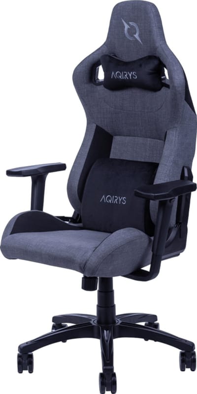 AQIRYS Fenrir Gamingstoel – Ergonomische Bureaustoel – 4D Armleuningen – Verstelbaar tot 155° – Met Nek- en Lendenkussen – Grijs/Zwart – Max 140 kg
