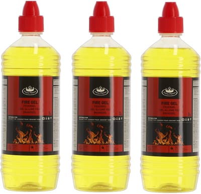 Fancy Flames Vuurgel/brandgel - 3x - 1 liter - gelhaarden/vuurpotten - binnen en buiten