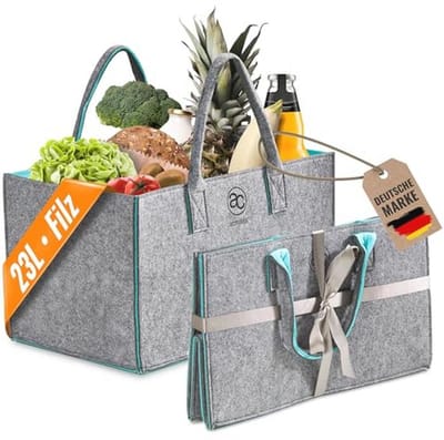Vilten tas voor boodschappen en haardhout - Duurzame shopper van vilt 40x25x23cm