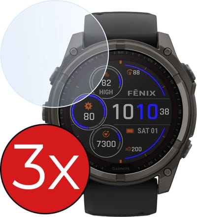Screenprotector Geschikt voor Garmin Fenix 8 Solar (47 mm) Screenprotector Glas Gehard Screen Cover - Screen Protector Geschikt voor Garmin Fenix 8 Solar Screenprotector Tempered Glass - 3 PACK