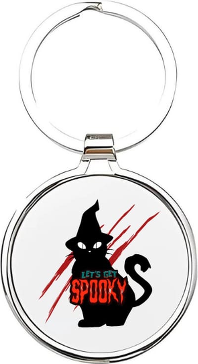 Akyol - halloween Sleutelhanger - Halloween - dierenliefhebbers - zwarte kat - katten - black kat - halloween - trick or treat - nacht van halloween - verkleedfeest - boo - spook - spoken - grafsteen - griezelige sleutelhanger - 4 x 7,5 CM