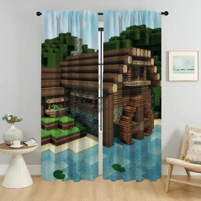 Mine-crafts Verduisteringsgordijn voor Kamer 2 Panelen Home Interieur Gordijnen Halloween Decoratie Scheidingsschermen Tule voor Slaapkamer W74xH114cmx2pcs-CL