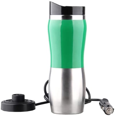 Store_8 - Elektrisch voertuig - Draagbare thermosfles - Snel kokend water - Groen - Thermosfles voor onderweg - 400 ml - Geschikt voor auto