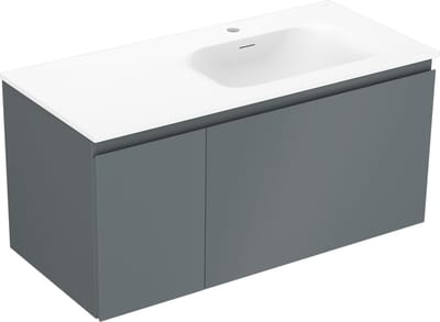 Mexen Orio badkamerkast 100 cm met Vela wastafel rechts, 1S, 1D, grafiet mat/wit mat - 91A13-10047-3-BBFF66-W23P01