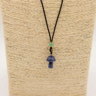 Koordketting met edelsteenhanger - Sodalite paddenstoel