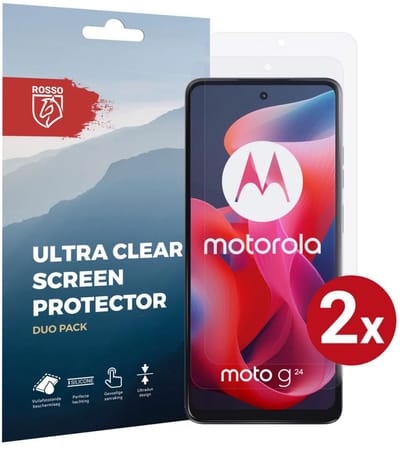 Rosso Screen Protector Geschikt voor Motorola Moto G24 | Ultra Clear Duo Pack | TPU Folie | Case Friendly Beschermfolie | 2 Stuks