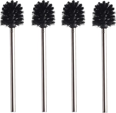 ByShane - WC-borstel Zwart RVS Diameter 85 cm met Afneembare Borstelkoppen - Set van 4 Stuks