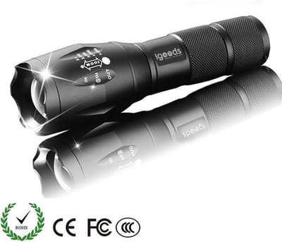 Igoods Cree zaklamp XML T6 High Power Led 2000 Lumen - Zwart