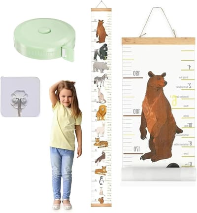 Verplaatsbare Muurstickers voor Kinderen - Hoogtemeting, Duurzame Meetlatten voor Baby- en Peuterkamers, Eenvoudig Opnemen en Langdurig Gebruik, XX cm + Geen Track Haak