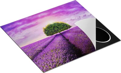 Chefcare Inductie Beschermer Groene Boom in de Lavendel Bloemen - 60x50 cm - Afdekplaat Inductie - Kookplaat Beschermer - Inductie Mat