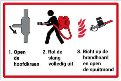 Instructies voor gebruik brandslang bord | gecoat dibond materiaal | 18 x 12 cm