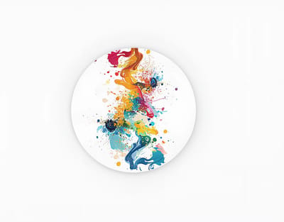 Rond Schilderij - Abstract - Kleurrijke Muurcirkel - 40 cm