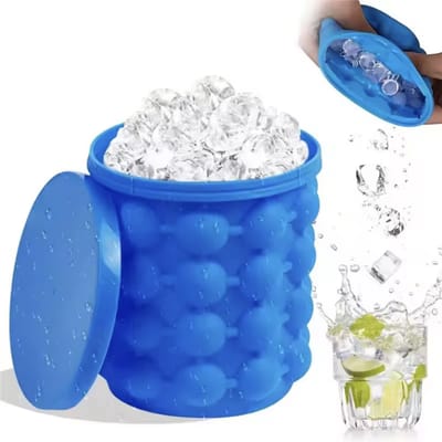Ijsblokjesmaker - Ijsblokjes vorm - Siliconen ijsblokjes bak - Blauw - 2 stuks - Met deksel - 13CM hoog - CHPN