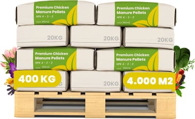 Premium Kippenmestkorrels (400kg, 4.000m2) - Kippenmest - Mest - Meststof - Meststoffen - Organische Meststof - Mestkorrels Tuin - NPK 4-3-3 - Rijk aan Kali en Fosfaat - Organifer