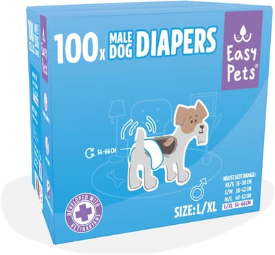 Easypets Dog Diapers Male - Hondenluiers Reu - L/XL - 100 stuks - Voordeelverpakking
