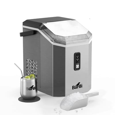 Bardi 1.1L - Nugget IJsblokjesmachine Square - Crushed Ice Maker met IJsschep - 15kg/24 uur - Ijsblokjesmaker - Met Luxe Thermosbeker - RVS