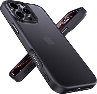 IYUPP Hoesje Geschikt voor iPhone 16 Pro Hoesje - Shockproof Back Cover - Mat Zwart Transparant