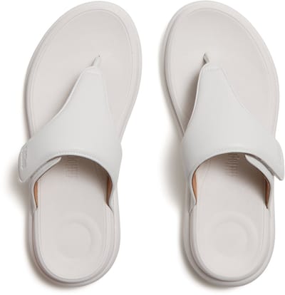 FitFlop F-Mode Go Adjustable Flatform Toe-Post Sandals Dames Slippers - Urban Wit