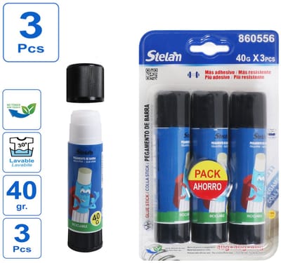 Decopatent - Lijmstiften Set 3-delig - Kinderlijm, Knutsellijm & Schoollijm - Milieuvriendelijk 40g - Ideaal voor school, kantoor & hobby - Glue Stick - Set van 3 STUKS Lijmstiften
