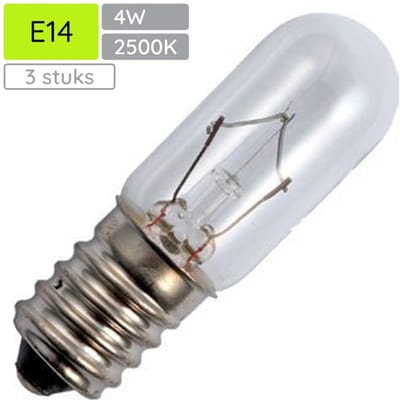 Signaallamp E14 12V 4W - 333 mAh - 3 stuks - T16 Gloeilamp Ø16mm - 54mm - 2500K - Dimbaar
