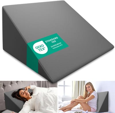 ELONEO Leeskussen – Wigkussen, orthopedisch rugsteunkussen voor bed en bank, Ergonomisch leeskussen tegen reflux, Vormvast schuim, 30×50×60 cm
