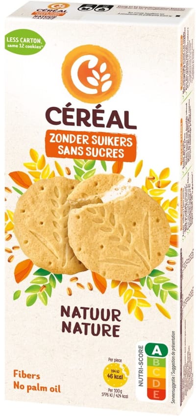 Céréal Zandkoekjes Natuur Suikervrij - 3 x 132 gr - Voordeelverpakking